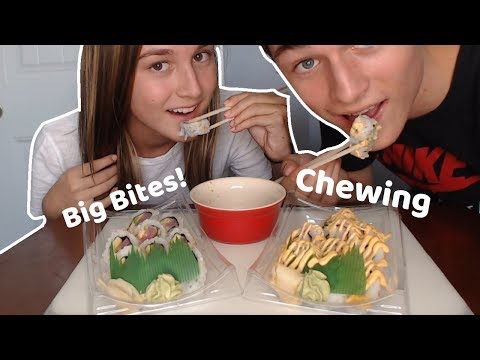 ASMR SUSHI + TWIN (eating sounds) *BIG BITES* | DennisASMR