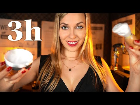 ASMR 3 h 💈 Barbershop Haircut, Shave, Oil Massage, Roleplay, Personal Attention for SLEEP