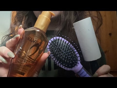 ASMR hairplay🎀oiling your hair, scalp massage & brushing - no talking 
