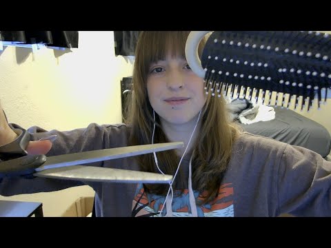 ASMR No Sound Visual Hair Cut Roleplay (brushing, cutting, etc)