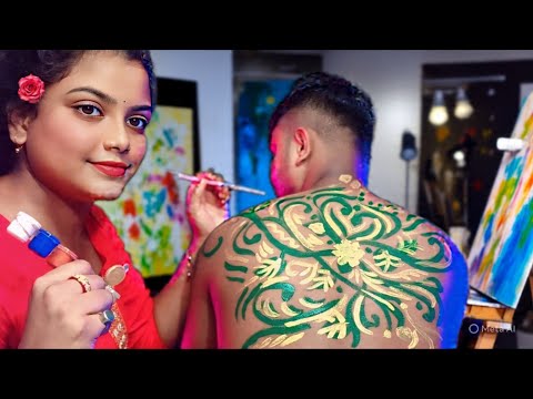 ASMR | Doing My Boyfriend Relaxing Back Painting | 🎨🤩