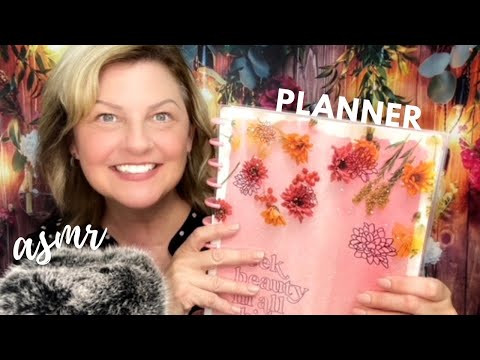 ASMR Planner for organizing - The Happy Planner [Page Turning, Tracing, Tapping, Whispering] 🌷🌸🥰