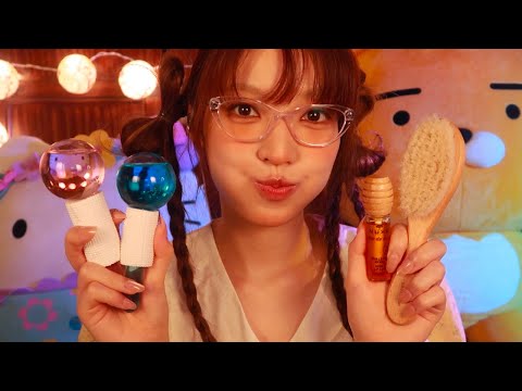 ASMR | Pampering You to Fall Asleep 😴⭐🌙 (tea, skincare, water globes, hair brushing, whispers)