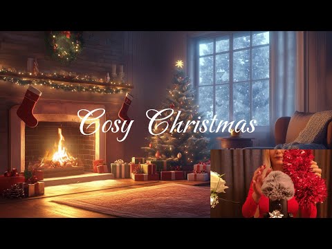 🎧 Christmas ASMR Background -  Fireplace , Fluffy Mic, No Talking