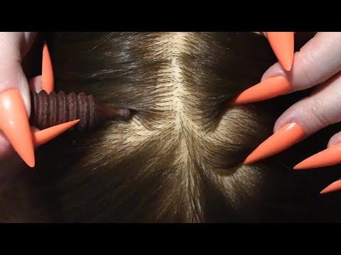 ASMR Scalp Check with Long Nails (Scalp Massage, Scalp Scratching, Close Up, Wooden Tools)