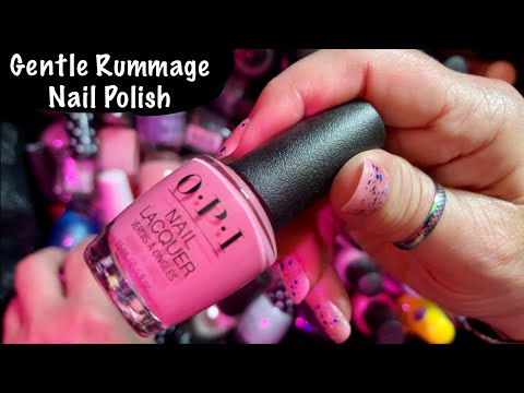 ASMR Gentle Nail Polish rummage (No talking) Big box of Nail polish! Organizing & showing each color