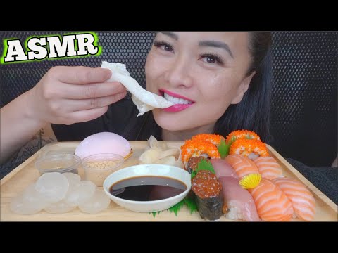 ASMR SUSHI PLATTER + MOCHI DESSERT (EATING SOUNDS) NO TALKING | SAS-ASMR