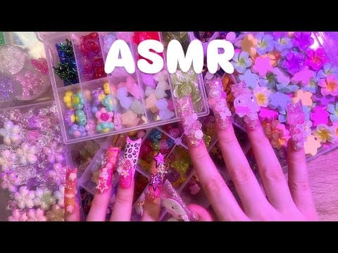 asmr rummaging through my nail charm boxes (nail tapping & whispering)