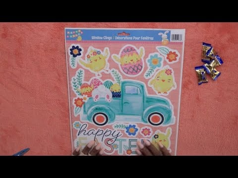 DOLLAR TREE EASTER STICKERS ASMR HARD CARAMEL EATING SOUNDS