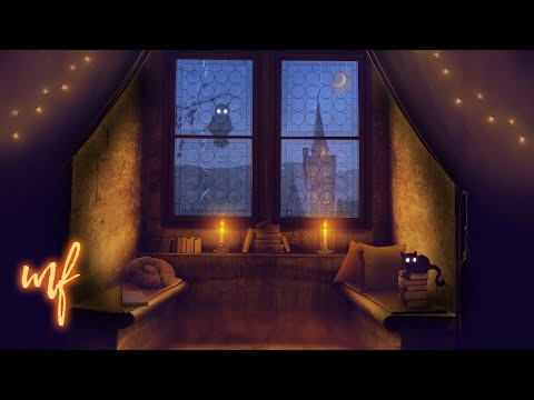 Castle Reading Nook ASMR Ambience (rainy Hogwarts inspired)