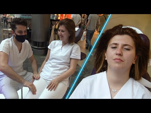 Berkant's incredible female massage &ASMR chair face, eyebrow, arm, palm, leg massage& bayan masajı