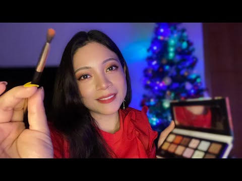 ASMR Doing Your Christmas Makeup 🎄