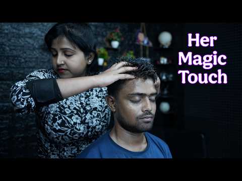 Deep Tissue Back & Head Massage: Heavy Oil ASMR Massage For Tingles & Sleep #ladybarber #tapping