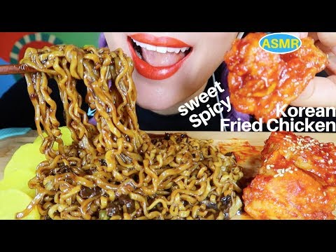 ASMR 짜장면+양념치킨 리얼사운드 먹방 |JJAJANGMYEON+KOREAN SEASONEDFRIED CHICKEN EATING SOUND| CURIE.ASMR