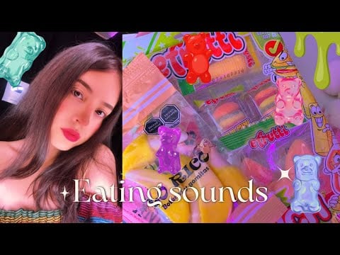 Probando gomitas de plátano y ácidas 💓🍭 | Eating Sounds | Andrea ASMR 