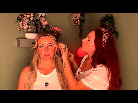 ASMR Bridesmaid Hair styling🌸 Soft Spoken Wedding Hair, Curling & Accessories & Micro Adjustments
