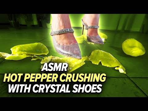 ASMR | Hot Pepper Crushing with Crystal Shoes 4K