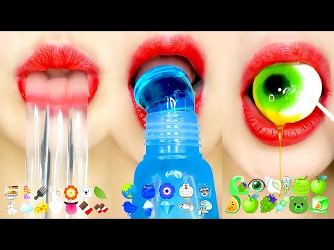 ASMR MUKBANG Emoji Colorful Food Challenge 30 Minute Eating Sounds for Sleep Relaxing & Satisfying