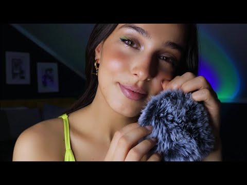 ASMR Inaudible Ear to Ear Whispers and Fluffy Mic Scratching