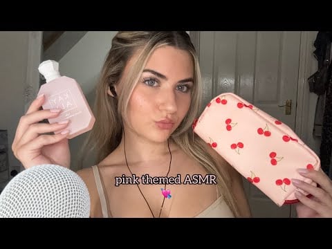 ASMR triggers with PINK items 💘 (whispers, mouth sounds, tapping, scratching & brushing)