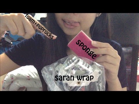 [ASMR] Stuff on Mic (Saran Wrap, Sponge, Foam, Mousse, Poprocks)