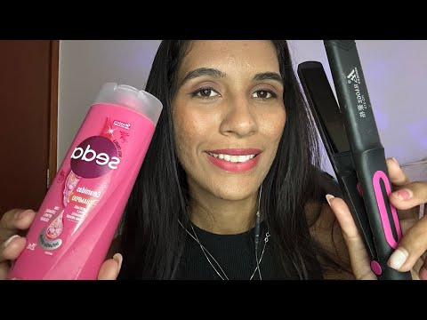 ASMR LAVANDO E FAZENDO CHAPINHA NO SEU CABELO 💆🏽‍♀️