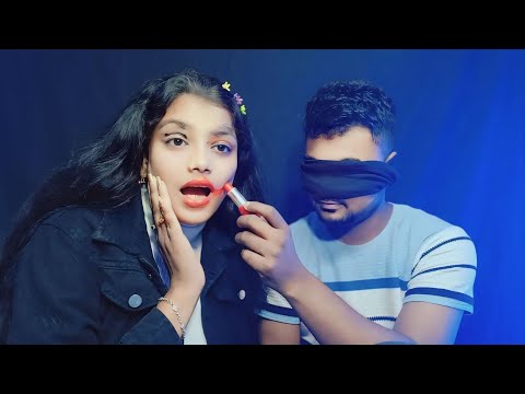 ASMR | Boyfriend Does My Blind Fold Makeup | ASMR Bloopers  💄😂