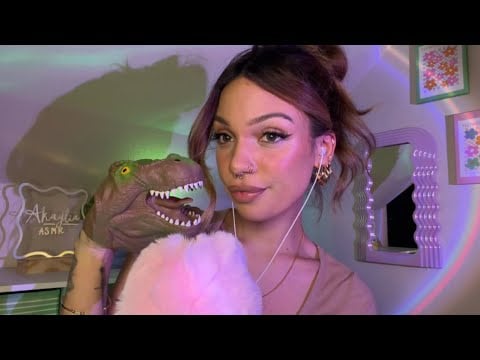 ASMR Lens Licking + Dino Puppet 🦖