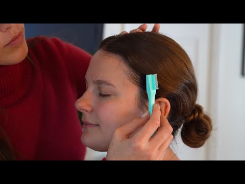 ASMR Bridal Hair Styling, Hair Fixing/Adjustments, & Head Tingles on Giselle (Whisper)