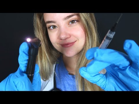 ASMR NURSE AND DOCTOR EXAM ROLEPLAY! Strep Throat Checkup, Lights, Gloves, Whispering