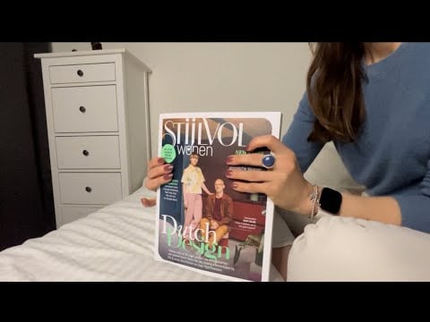 ASMR Page turning thick design magazine, paper flipping, squeezing, tapping, tracing