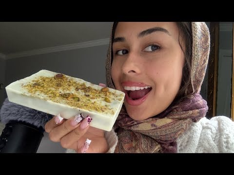 asmr : eating a Dubai chocolate bar + spit painting 