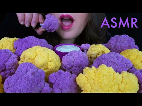 HEALTHY EATING ASMR Raw Veggie Platter [Purple & Orange Cauliflower] SATISFYING Crunchy Sounds