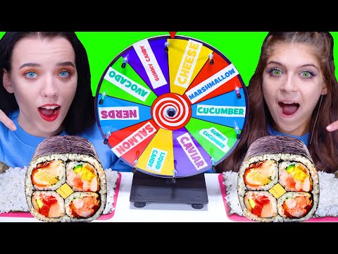 ASMR MYSTERY WHEEL SUSHI CHALLENGE | EATING SOUNDS LILIBU