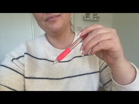 ASMR chatting whispering, hand movements, trigger words,  pen tracing