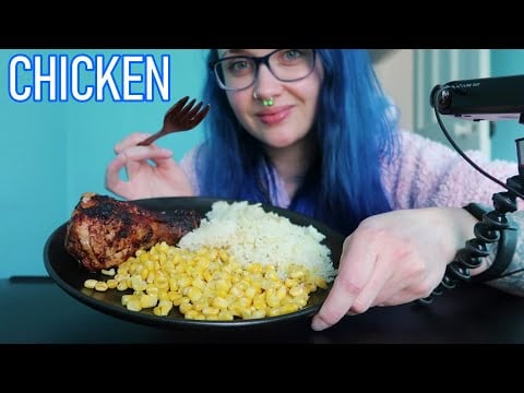 ASMR Eating Peri Peri Chicken Drumsticks, Rice & Sweetcorn