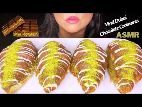 ASMR | Dubai Chocolate Croissant | MUKBANG