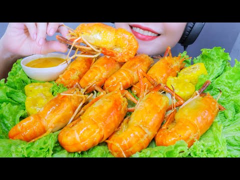 ASMR PRAWN IN SALT EGGS SAUCE , EATING SOUNDS | LINH-ASMR