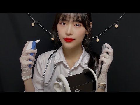 (SUB📎)Korean ASMR | 3dio 귀 검사 | Check your ears | 체온계|청진기 | thermometer | stethoscope | doctor rp