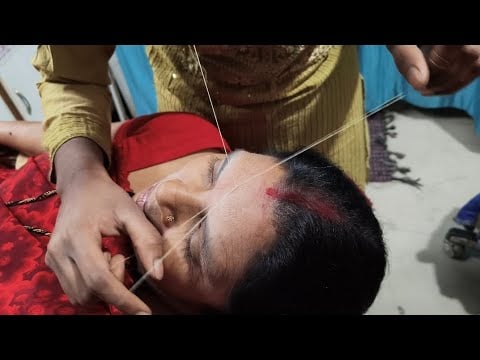 My Mom's First Time Eyebrow Threading! 😲 | Asmr at parlour 😌