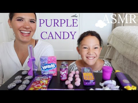 ASMR eating purple candy💜(chewy/ crunchy sounds)