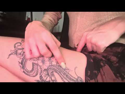 tracing my tattoo til I get sleepy 😴 ASMR no talking rain sounds