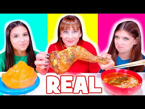 ASMR Gummy Food VS Real Food VS Jelly Mukbang Food Challenge