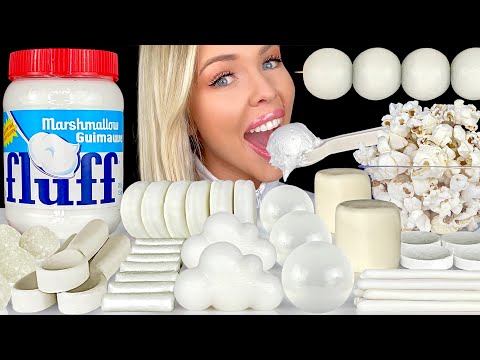 ASMR WHITE FOOD MUKBANG, COCONUT CANDY, MARSHMALLOW FLUFF, LEMON JELLO, CHOCOLATE COVERED OREOS 먹방