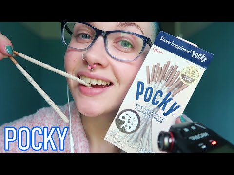 ASMR Eating Cookies & Cream Flavor Pocky (CRUNCHY EATING SOUNDS)
