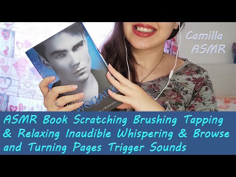 ASMR Book Scratching Brushing Tapping & Relaxing Inaudible Whispering & Browse and Turning Pages