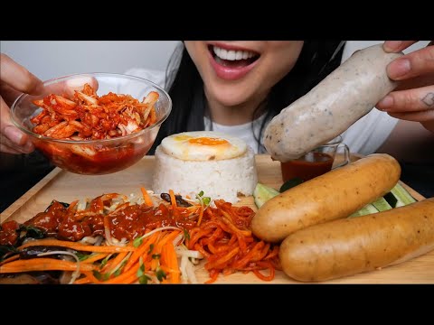 CHEESE SAUSAGE WITH KIMCHI + RICE (ASMR EATING SOUNDS) LIGHT WHISPERS | SAS-ASMR