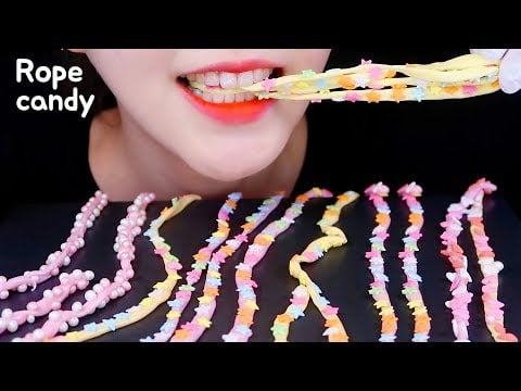 ASMR ROPE CANDY EATING ASMR ROPE JELLY CANDY ASMR HOMEMADE CANDY ASMR ⭐