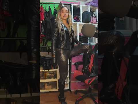 Leather Boots Leather Jacket Try on Livestream clips #leatherjacket #leatherclothing #leatherboots