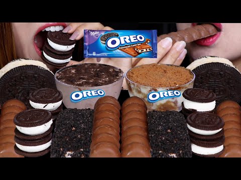 ASMR MILKA OREO CHOCOLATE BAR, MINI ICE CREAM COOKIE SANDWICHES, COOKIES & CREAM ICE CREAM BARS 먹방